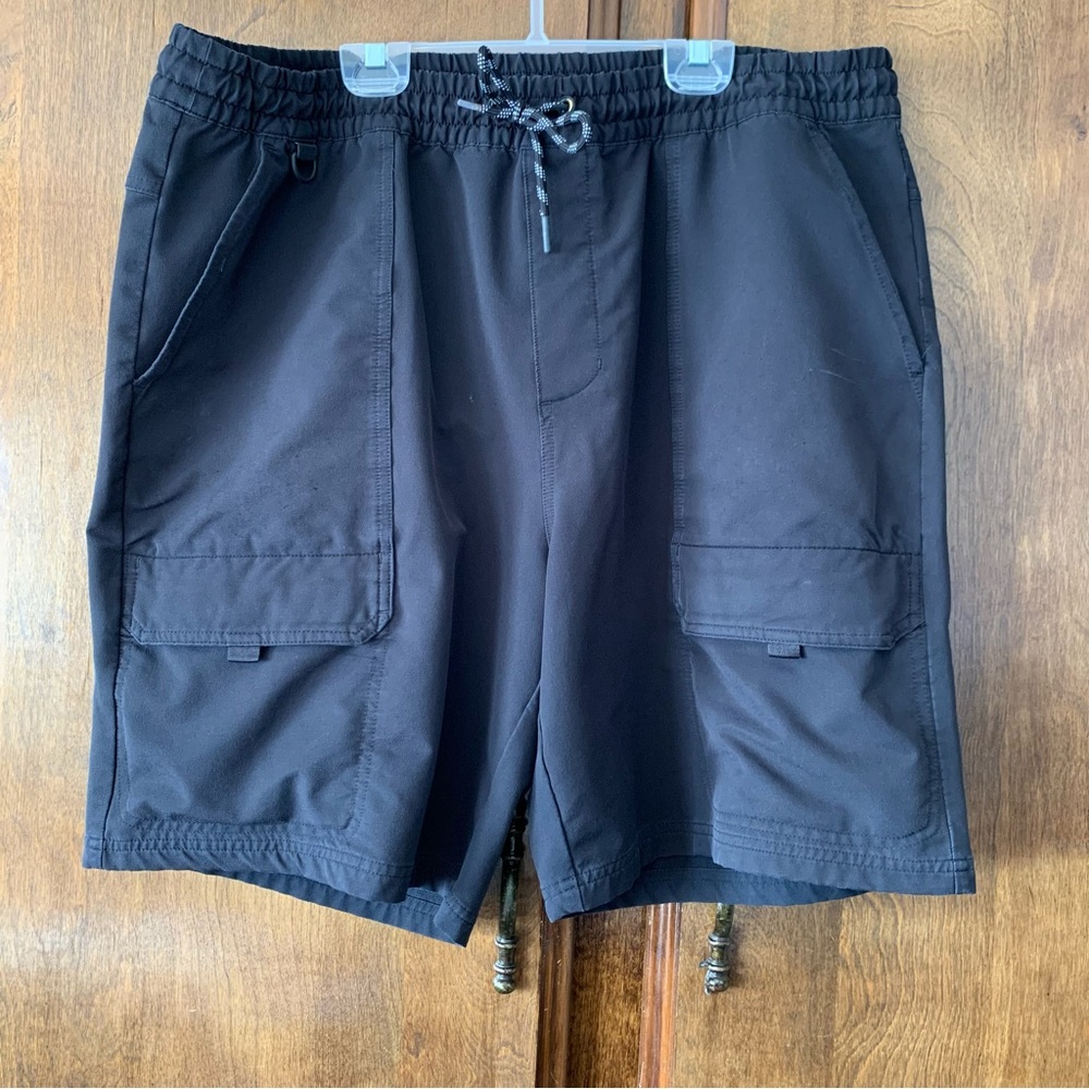 Men's Black Cargo Drawstring Shorts